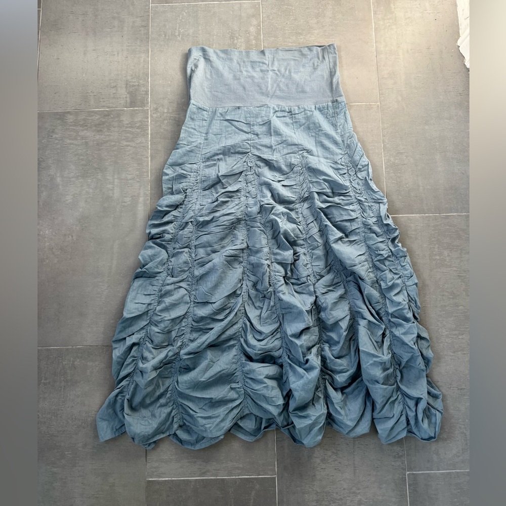 Sol Elegant Light Blue Ruched Skirt